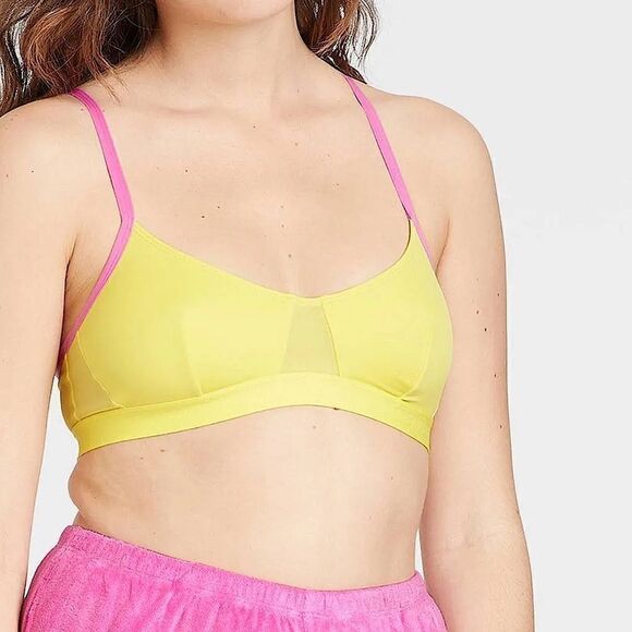 Colsie Target neon yellow Mesh lightly lined Bralette -L - Picture 1 of 7